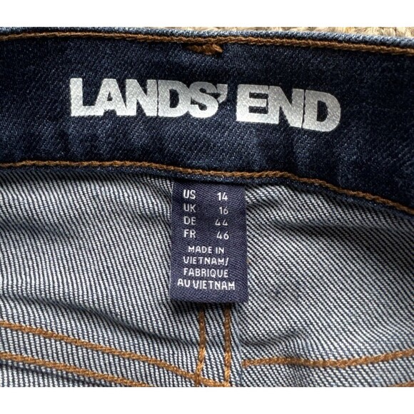 Lands' End Womens Size 14 Curvy Mid Rise Straight Leg Dark Blue Denim Jeans - Picture 9 of 15